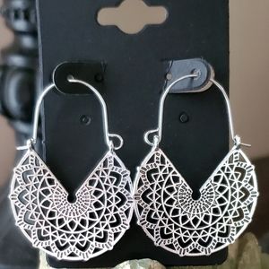 Silver Filagree Semi-Circle Earrings